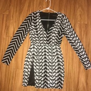 PLT Monochrome Long-sleeved Sequin Dress